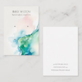 Blue Green Blush Watercolor Agate 2 Earring 名刺 (正面/裏面)