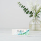 Blue Green Blush Watercolor Agate Earring Hoops スキニー名刺 (スタンド正面)