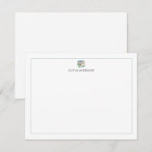 Blue Green Books Border Personalized Stationery ノートカード (正面/裏面)