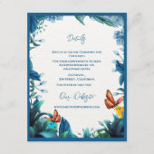 Blue Green Botanical Butterfly Wedding Details エンクロージャーカード (正面)