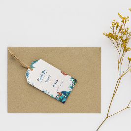 Blue Green Botanical Butterfly Wedding Favor ギフトタグ