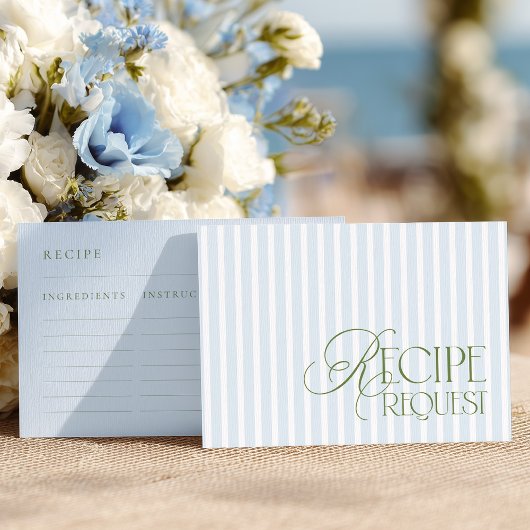 Blue & Green Bridal Shower Recipe Request エンクロージャーカード