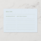 Blue & Green Bridal Shower Recipe Request エンクロージャーカード (裏面)