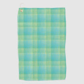 Blue Green Checker Abstract Pattern ゴルフタオル (正面)
