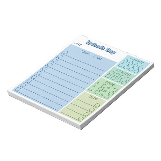 Blue Green Day Trackerのタスク手順の詳細 ノートパッド (回転)