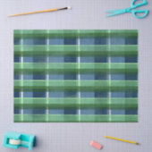 Blue Green Distressed Plaid Pattern Decoupage 薄葉紙 (クラフト)