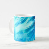 Blue Green Feather Abstract コーヒーマグカップ (正面左)