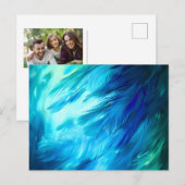 Blue Green Feather Abstract シーズンポストカード (正面/裏面)