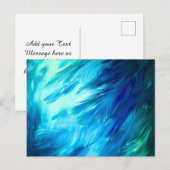 Blue Green Feather Abstract シーズンポストカード (正面/裏面)