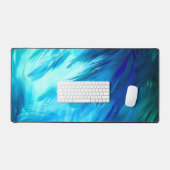Blue Green Feather Abstract デスクマット (キーボード&マウス)