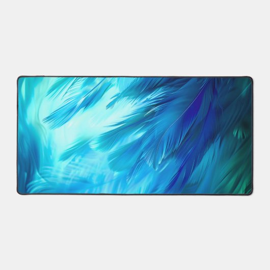 Blue Green Feather Abstract デスクマット (正面)