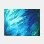 Blue Green Feather Abstract ドアマット (正面)
