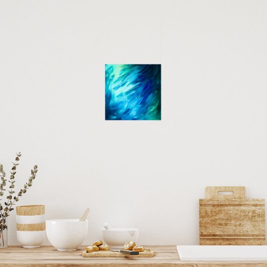 Blue Green Feather Abstract ポスター (キッチン)
