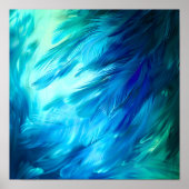 Blue Green Feather Abstract ポスター (正面)