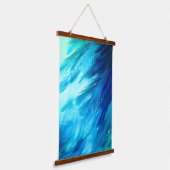 Blue Green Feather Abstract 吊り下げ型タペストリー (傾斜あり)