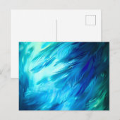 Blue Green Feather Abstract 案内ポストカード (正面/裏面)