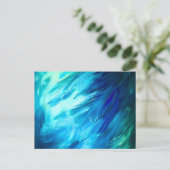 Blue Green Feather Abstract 案内ポストカード (スタンド正面)