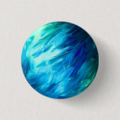 Blue Green Feather Abstract 缶バッジ (正面)