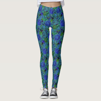 Blue Green Floral Leggings レギンス