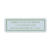 Blue Green Floral Watercolor Wedding  ラベル (正面)