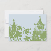 Blue Green Floral Watercolor Wedding  出欠カード (裏面)