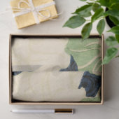 Blue Green Flowers in Ukiyo-e Woodblock Print 薄葉紙 (ギフト)