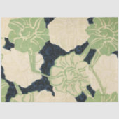 Blue Green Flowers in Ukiyo-e Woodblock Print 薄葉紙 (正面)