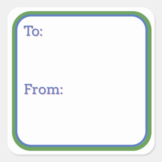 Blue & Green Gift  Sticker スクエアシール (正面)