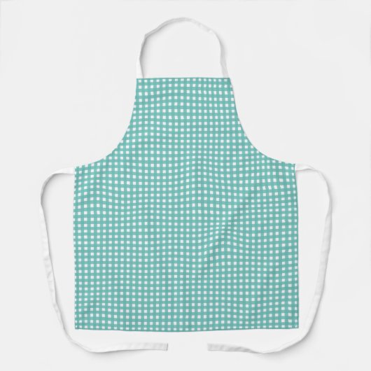 Blue Green Gingham Kitchen Apron  エプロン (正面)