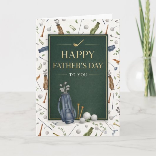 Blue Green Golf Theme Happy Father's Day カード (正面)