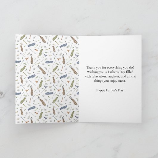 Blue Green Golf Theme Happy Father's Day カード (内部)