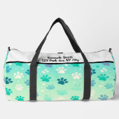 Blue Green Gradient Paw Print Bag ダッフルバッグ (正面)
