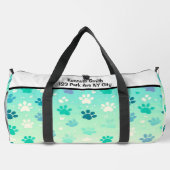 Blue Green Gradient Paw Print Bag ダッフルバッグ (裏面)