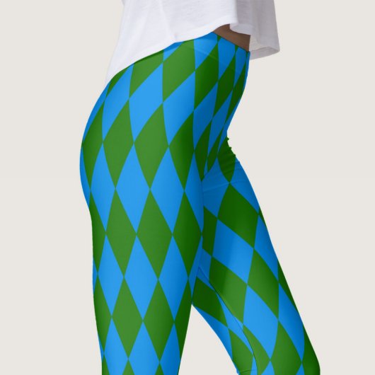 Blue Green Harlequin Checkered Design レギンス