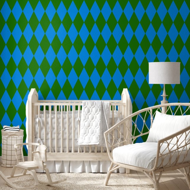 Blue Green Harlequin Checkered Design  壁紙 (クリエイターアップロード済み)