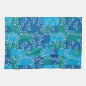 Blue Green Ivy Leaf Watercolor キッチンタオル (横)