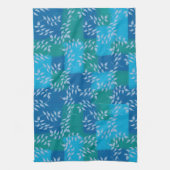 Blue Green Ivy Leaf Watercolor キッチンタオル (縦)
