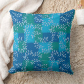 Blue Green Ivy Leaf Watercolor クッション (ブランケット)
