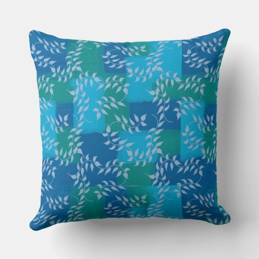 Blue Green Ivy Leaf Watercolor クッション (裏面)
