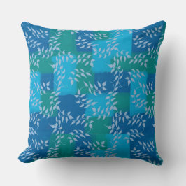 Blue Green Ivy Leaf Watercolor クッション