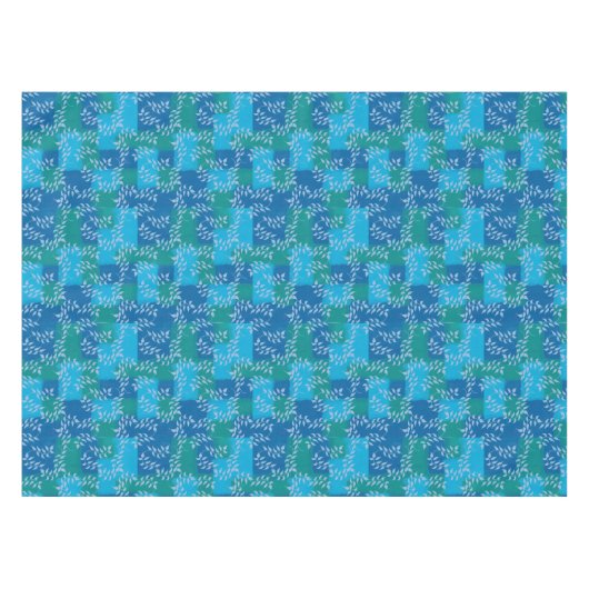 Blue Green Ivy Leaf Watercolor テーブルクロス (正面(横))