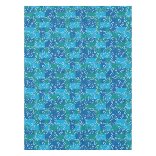 Blue Green Ivy Leaf Watercolor テーブルクロス (正面)