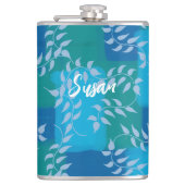 Blue Green Ivy Leaf Watercolor フラスク (正面)