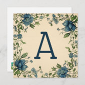 Blue & Green Leaf宇宙飛行士のモノグラムのノテカード シーズンカード (正面/裏面)