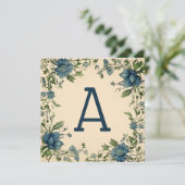 Blue & Green Leaf宇宙飛行士のモノグラムのノテカード シーズンカード (スタンド正面)