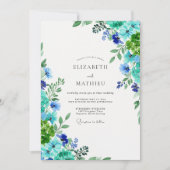 Blue Green Lively Botanical Wedding 招待状 (正面)