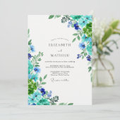 Blue Green Lively Botanical Wedding 招待状 (スタンド正面)