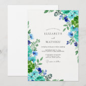 Blue Green Lively Botanical Wedding 招待状 (正面/裏面)