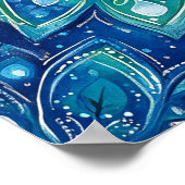 Blue Green Mandala Floral Watercolor Art ポスター (角)