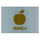 Blue green modern script name  カッティングボード (正面)